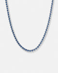 Blue Zircon Tennis Necklace, 4 mm, Silver-Plated, 56 cm