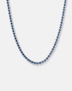 Blue Zircon Tennis Necklace, 4 mm, Silver-Plated, 56 cm