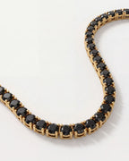 Black Tennis Necklace, 4 mm, 14K Gold-Plated