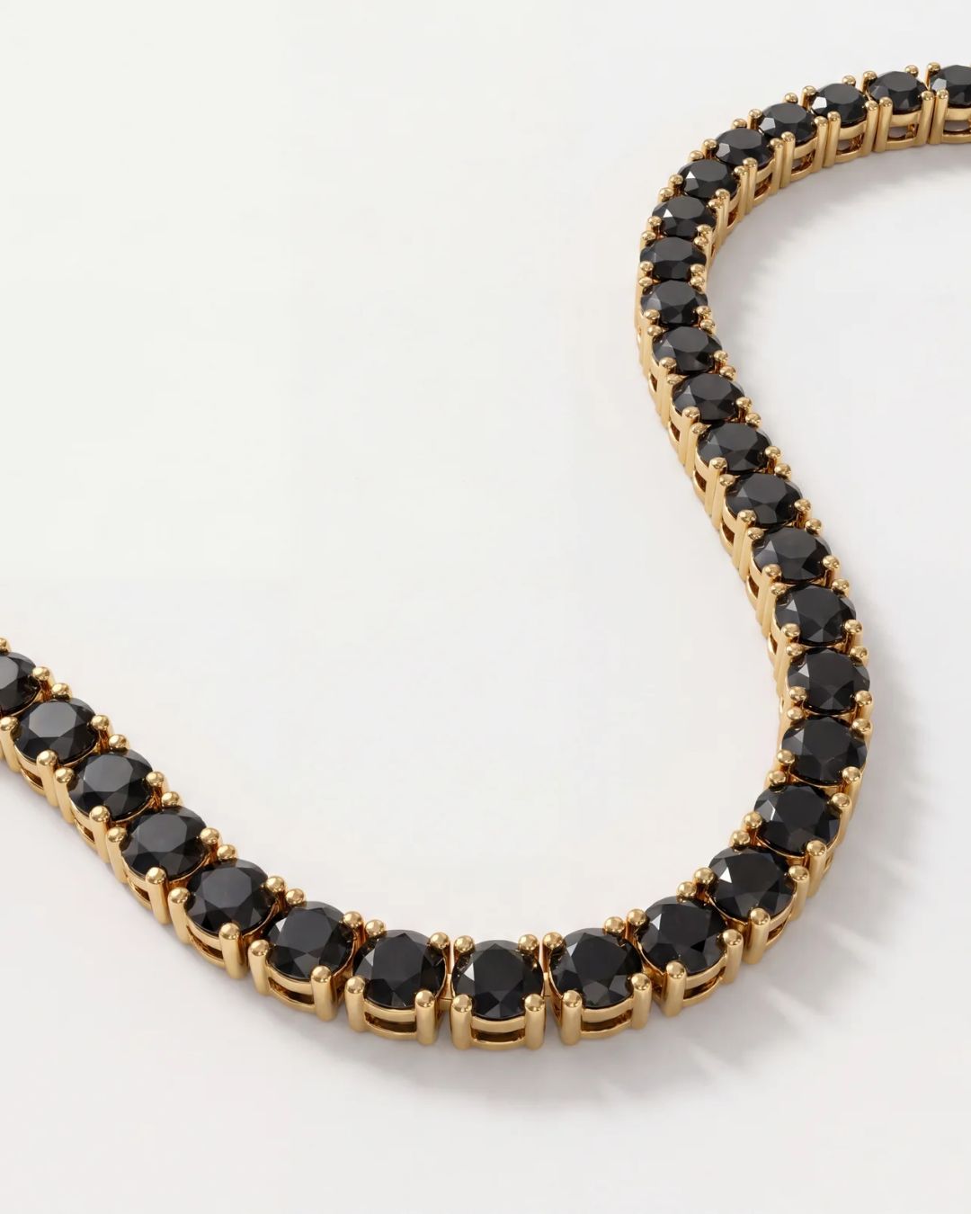 Black Tennis Necklace, 4 mm, 14K Gold-Plated