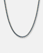 Blue Tennis Necklace, 4 mm, 14K Gold-Plated