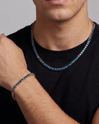 Blue Tennis Necklace, 4 mm, 14K Gold-Plated