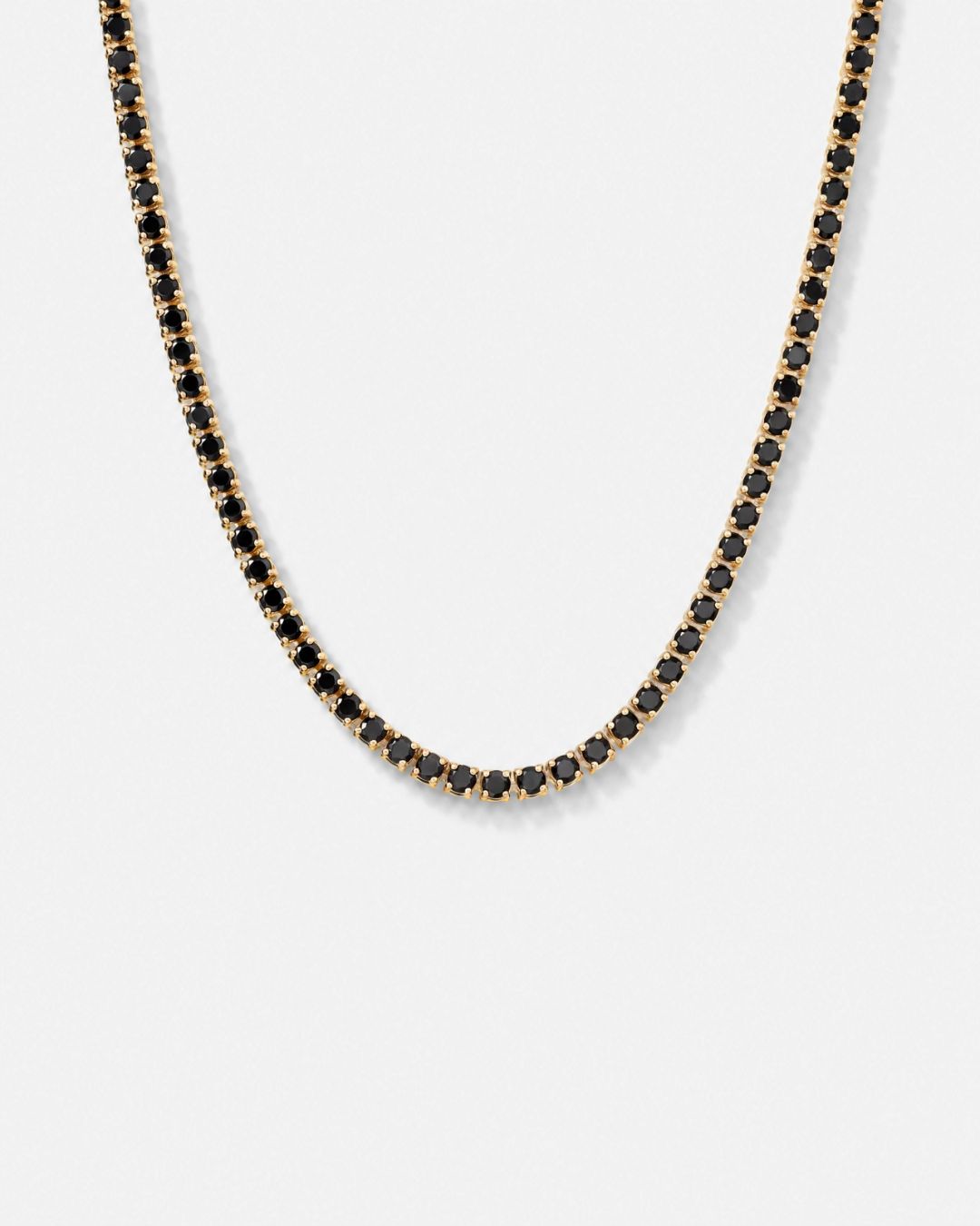 Black Tennis Necklace, 4 mm, 14K Gold-Plated