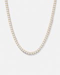 Clear Tennis Necklace, 4 mm, 14K Gold-Plated