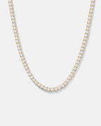 Clear Tennis Necklace, 4 mm, 14K Gold-Plated