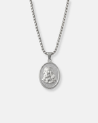 Oval Relief Medallion Necklace, Silver-Tone 316L Steel — The King