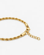 Men’s 3 mm Rope Chain Bracelet, 18K Gold-Plated Steel, Adjustable