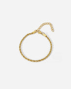 Men’s 3 mm Rope Chain Bracelet, 18K Gold-Plated Steel, Adjustable