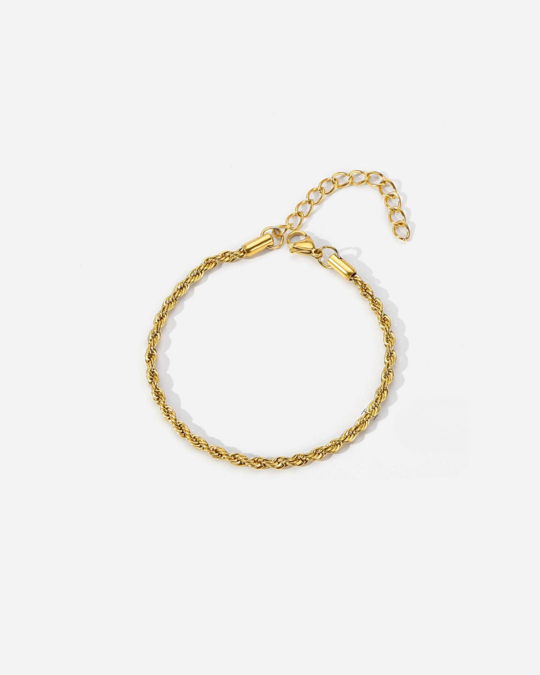 Men’s 3 mm Rope Chain Bracelet, 18K Gold-Plated Steel, Adjustable