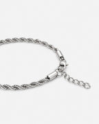 Men’s 3 mm Rope Chain Bracelet, Silver-Tone Steel, Adjustable
