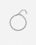 Men’s 3 mm Rope Chain Bracelet, Silver-Tone Steel, Adjustable