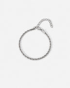 Men’s 3 mm Rope Chain Bracelet, Silver-Tone Steel, Adjustable