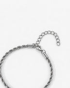 Men’s 3 mm Rope Chain Bracelet, Silver-Tone Steel, Adjustable