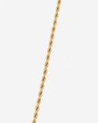 Men’s 3 mm Rope Chain Necklace, 50 cm, 18K Gold-Plated Steel