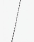 Men’s 3 mm Rope Chain Necklace, 50 cm, Silver-Tone Steel