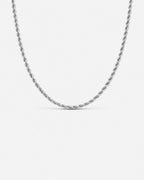 Men’s 3 mm Rope Chain Necklace, 50 cm, Silver-Tone Steel