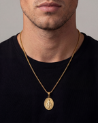 Virgin Mary Medallion Necklace, Gold-Plated Steel