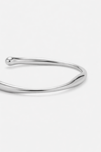 Men’s Slim Wave Adjustable Open Cuff Bracelet, Silver-Plated