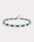 Green and Clear Oval Zirconia Bracelet, Adjustable — Zafiro