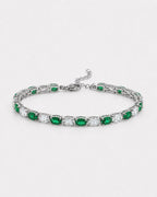 Green and Clear Oval Zirconia Bracelet, Adjustable — Zafiro