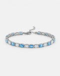 Ocean Blue and Clear Oval Zirconia Bracelet, Adjustable — Zafiro