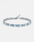 Ocean Blue and Clear Oval Zirconia Bracelet, Adjustable — Zafiro