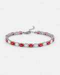 Red and Clear Oval Zirconia Bracelet, Adjustable — Zafiro