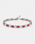 Red and Clear Oval Zirconia Bracelet, Adjustable — Zafiro
