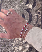 Red and Clear Oval Zirconia Bracelet, Adjustable — Zafiro