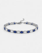 Blue and Clear Oval Zirconia Bracelet, Adjustable — Zafiro