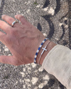 Blue and Clear Oval Zirconia Bracelet, Adjustable — Zafiro
