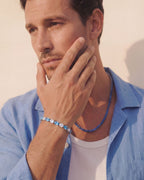 Ocean Blue and Clear Oval Zirconia Bracelet, Adjustable — Zafiro