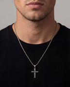 Clear Zirconia Cross Pendant Necklace, Silver-Tone, 60 cm