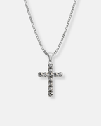 Clear Zirconia Cross Pendant Necklace, Silver-Tone, 60 cm