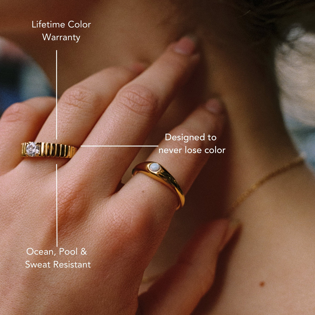 Round White Zircon Ribbed Ring — Aspen