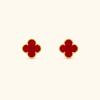 Red Clover Necklace Bracelet Earrings Set