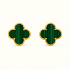 Green Clover Necklace Bracelet Earrings Set