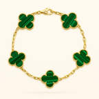 Green Clover Necklace Bracelet Earrings Set