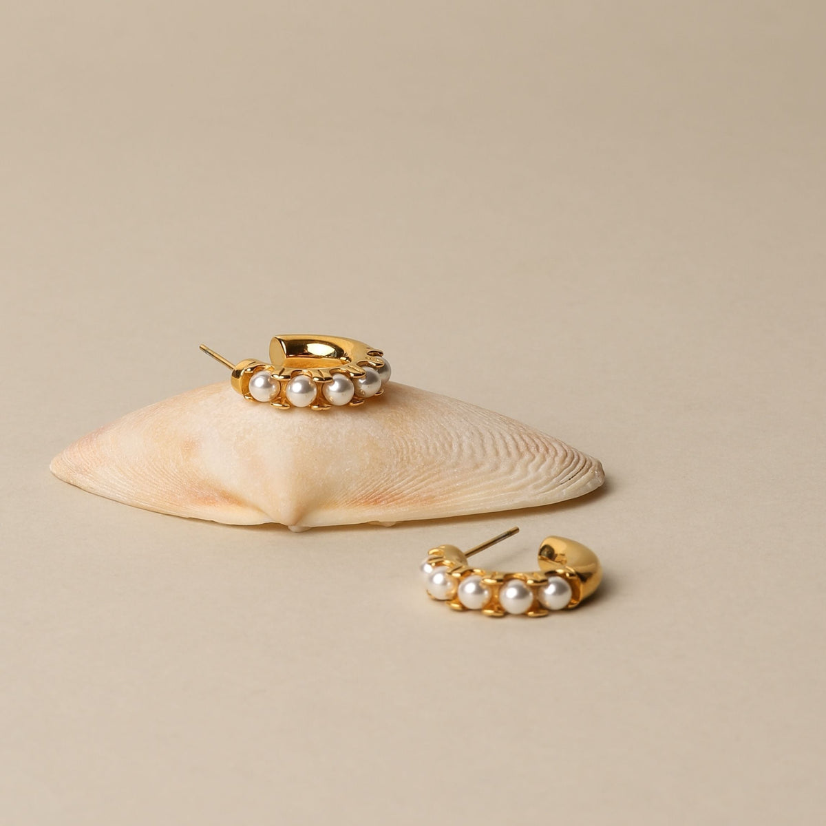 Mother-of-Pearl Half-Hoop Earrings, 18 mm