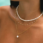 White Enamel Bead Choker, 39–44 cm