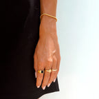 Black Onyx Ribbed Signet Ring — Kaya