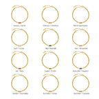 Birthstone-Color Zircon Beaded Bracelet, Gold PVD Steel
