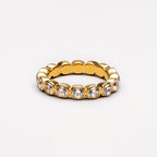 Beaded Zircon Eternity Band Ring, Stainless Steel