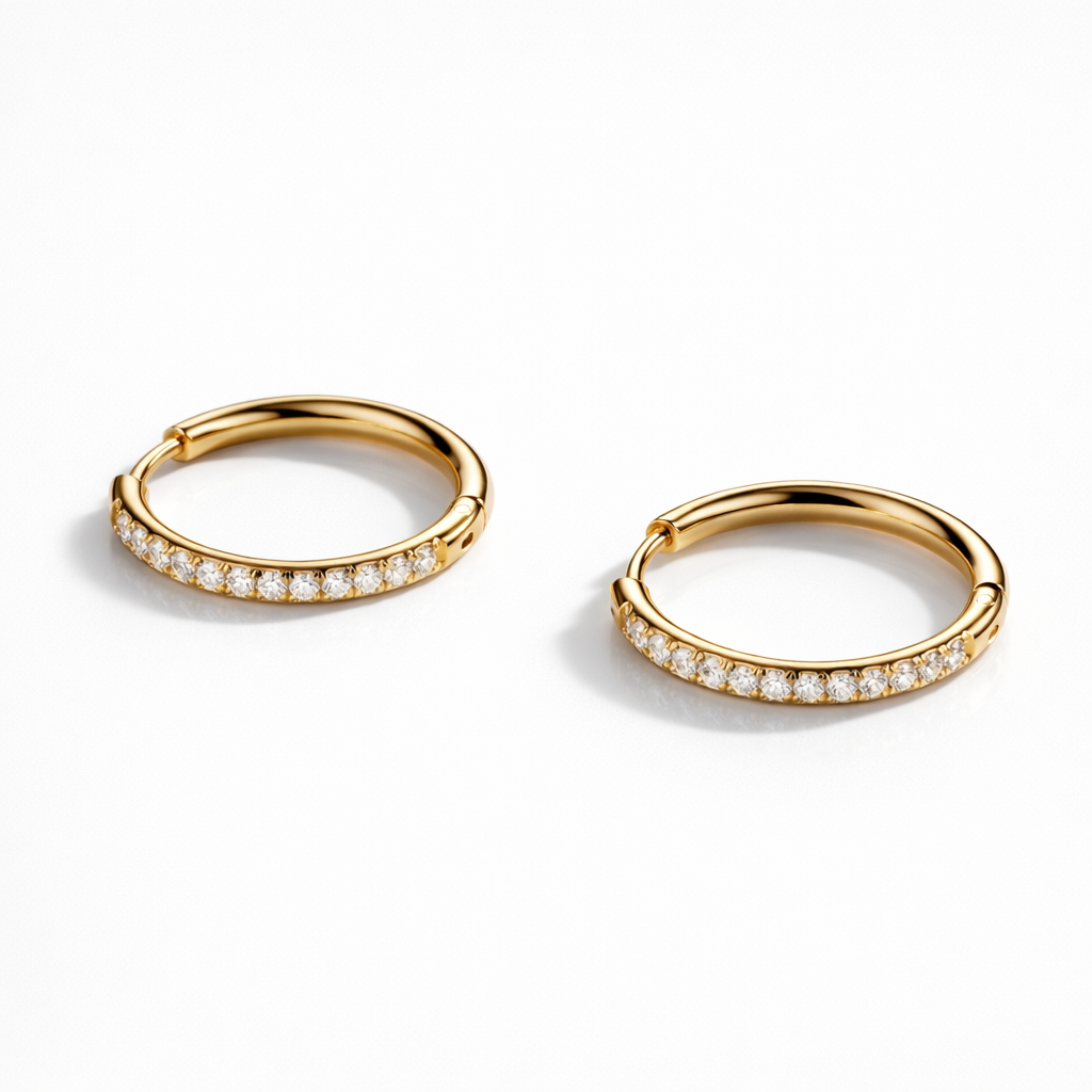 Pavé Cubic Zirconia Hoop Earrings, 16 mm