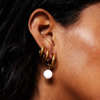 Chunky Freshwater Pearl Hoop Earrings, 18 mm