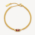 Birthstone-Color Zircon Beaded Bracelet, Gold PVD Steel