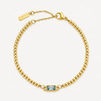 Birthstone-Color Zircon Beaded Bracelet, Gold PVD Steel