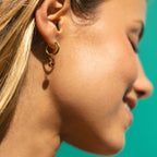 Birthstone Color CZ Charm Hoop Earrings