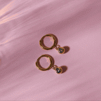 Birthstone Color CZ Charm Hoop Earrings