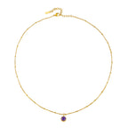 Round CZ Birthstone Necklace, 9 mm